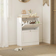 HOMCOM Two Flip Drawer Shoe Cabinet - White