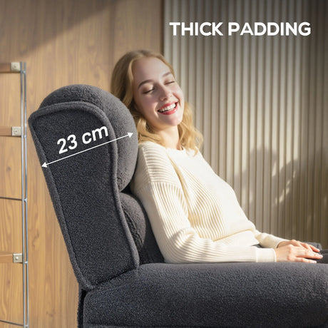 HOMCOM 132 Recliner Armchair, with Extended Footrest - Dark Grey