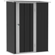 Outsunny 5ft x 3ft Garden Metal Storage Shed, Outdoor Tool Shed with Sloped Roof, Lockable Door for Tools, Equipment, Grey