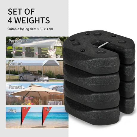Outsunny Total 12KG Gazebo Weights Set of 4, Weights for Gazebo Legs with Reinforce Pins and Carry Belt, for Canopies Tents