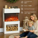 HOMCOM Electric Fireplace with 3D Flame Effect, 6 Colours & 3 Brightness Levels, 1000W/2000W White Electric Fire and Mantel Reach up to 30m2 Space with Remote & Timer, 3 Sided View for Living Room