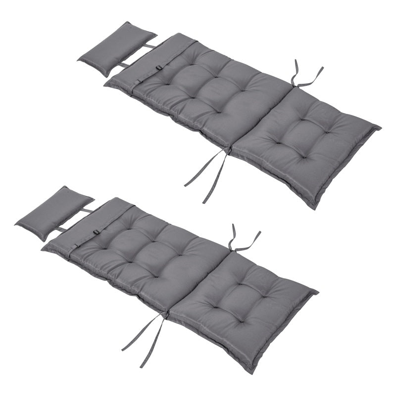 Outsunny Set of 2 Outdoor Chair Cushions, High Back Padded Patio Chair with Pillow for Indoor and Outdoor Use, Dark Grey