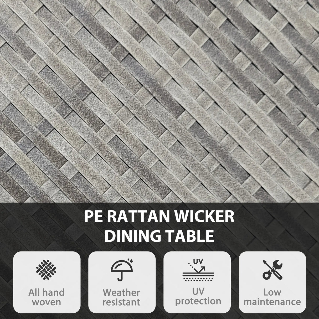 Outsunny 70 cm Wood-Effect Rattan Garden Table - Natural Wood Finish