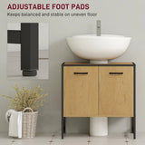 HOMCOM Bathroom Vanity Unit, Under Sink Storage Cabinet with Soft-Close Doors for Basin without or with Pedestal, Natural
