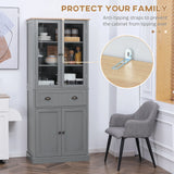 HOMCOM 180cm Tall Kitchen Pantry Cupboard, Freestanding Storage Cabinet with 5 Tier, Adjustable Shelves,  Drawer, Grey