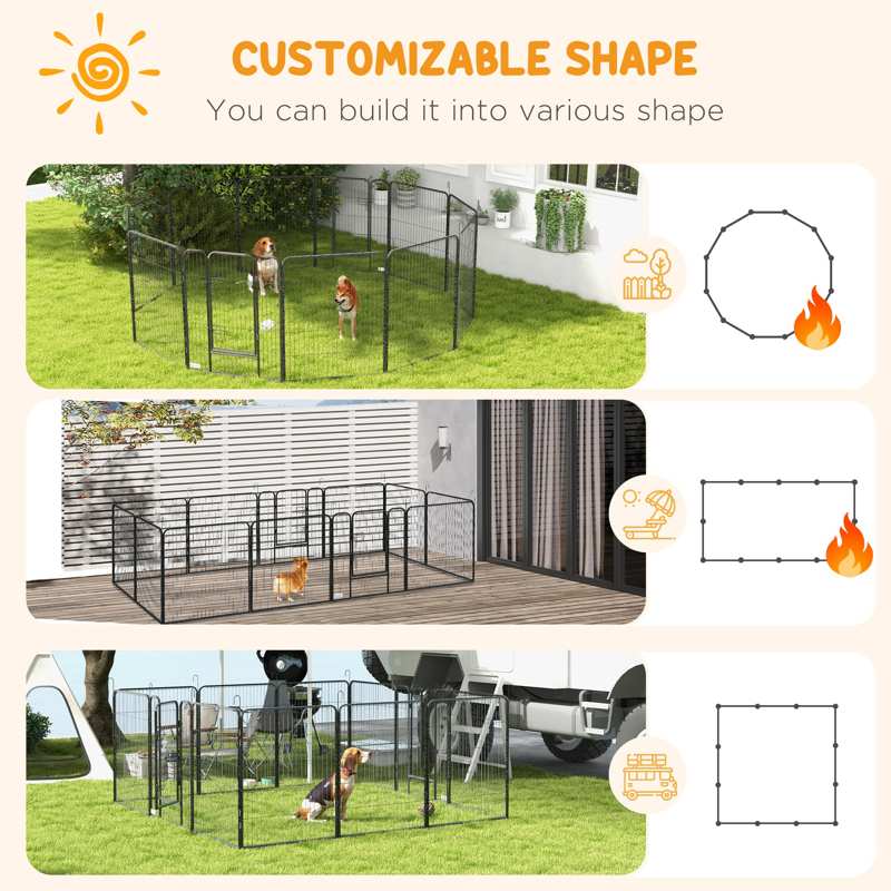 PawHut 12 Panels Heavy Duty Puppy Playpen, for Small Dogs, Indoor and Outdoor Use - Silver