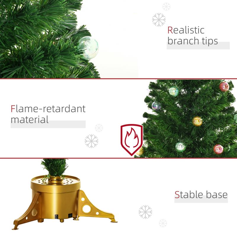 HOMCOM 5FT Prelit Artificial Christmas Tree with Fibre Optics, Baubles Decoration, Golden Pot for Holiday, Home - Green