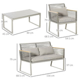 Outsunny 4 Pieces Rattan Garden Furniture Set - Grey