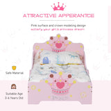 HOMCOM Kids Toddler Bed Princess Crown Theme Safety Side Rails Slats Home Bedroom Furniture Boys Girls 3-6 Yrs Pink 143 x 73 x 60 cm