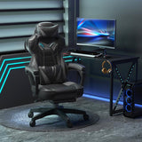 Vinsetto Computer Gaming Chair, Racing Desk Chair with Lumbar Support and Footrest, PU Leather Gamer Chair with Headrest and Swivel Wheels for Home, Grey