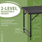Outsunny Foldable Patio Dining Table for 4, Height Adjustable Outdoor Table for Garden, Lawn, Dark Grey