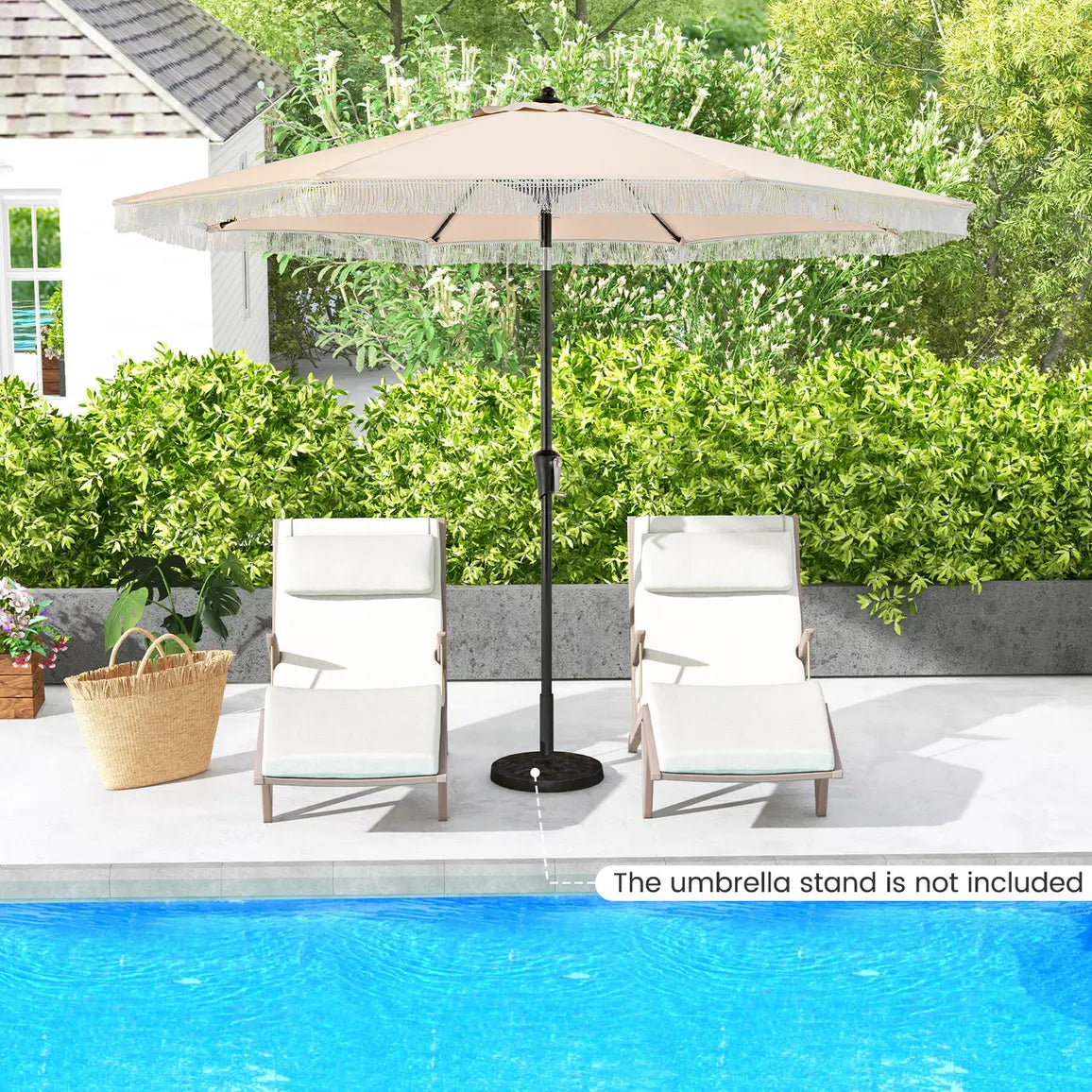 2.8M Patio Umbrella with Crank Handle and Push Button Tilt-Beige