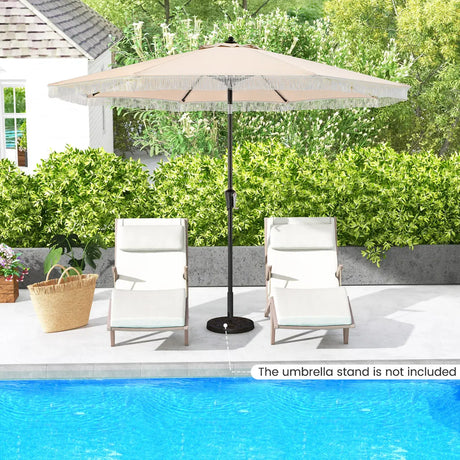 2.8M Patio Umbrella with Crank Handle and Push Button Tilt-Beige