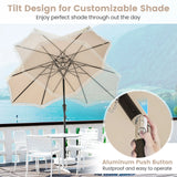 2.8M Patio Umbrella with Crank Handle and Push Button Tilt-Beige