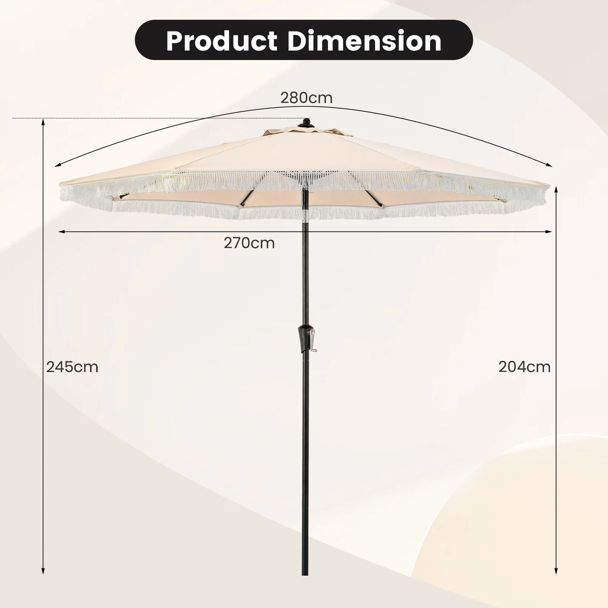 2.8M Patio Umbrella with Crank Handle and Push Button Tilt-Beige