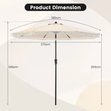 2.8M Patio Umbrella with Crank Handle and Push Button Tilt-Beige
