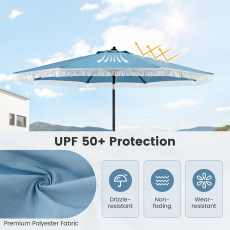 2.8M Patio Umbrella with Crank Handle and Push Button Tilt-Navy