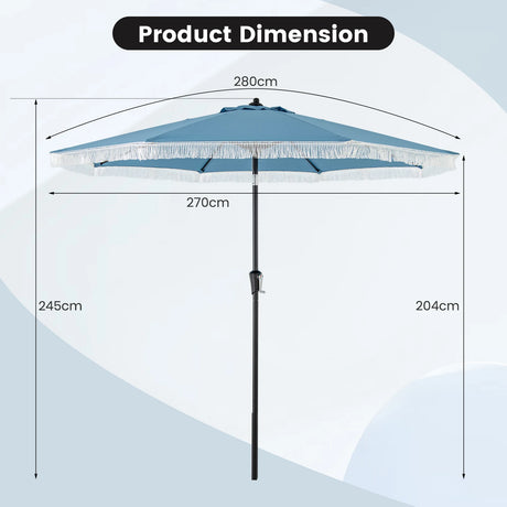 2.8M Patio Umbrella with Crank Handle and Push Button Tilt-Navy