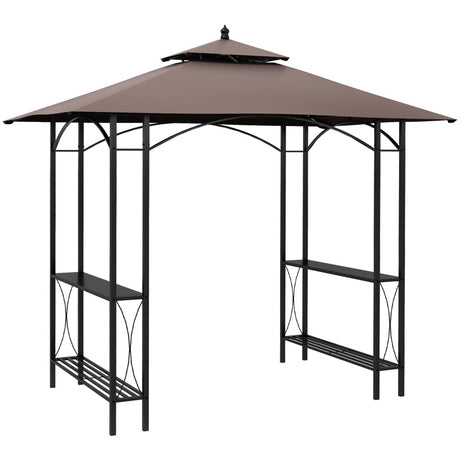 Outsunny 2.5 x 1.5m BBQ Tent Canopy Patio Outdoor Awning Gazebo Party Sun Shelter - Coffee