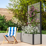 Outsunny Garden Planter Box with Trellis, Liner for Climbing Plants, Vegetables, Flowers, 90 x 35 x 148 cm, Mixed-grey