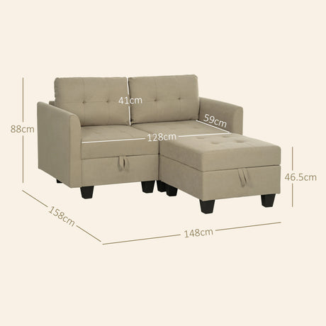HOMCOM 'L' Shape Modular Storage Sofa - Light Brown