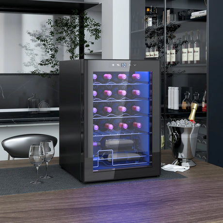 HOMCOM 20 Bottle 5-18 Countertop Wine Fridge - Black
