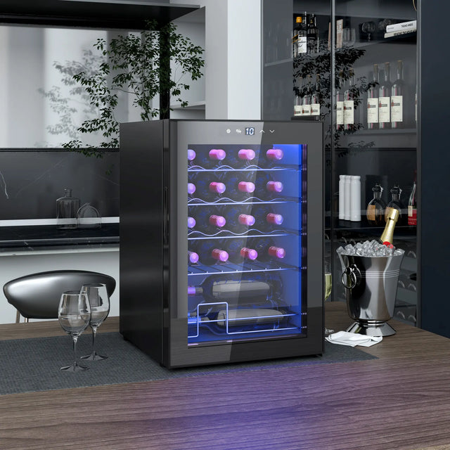 HOMCOM 20 Bottle 5-18 Countertop Wine Fridge - Black