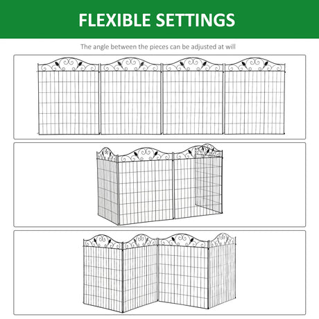 Outsunny Garden Decorative Fence 4 Panels 44in x 12ft Metal Wire Landscape Border Edging
