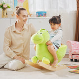 HOMCOM Kids Rocking Horse, Plush Ride-On Dinosaur Seat, with Seat Safety Belt, 32 Songs, Ride-On Horse