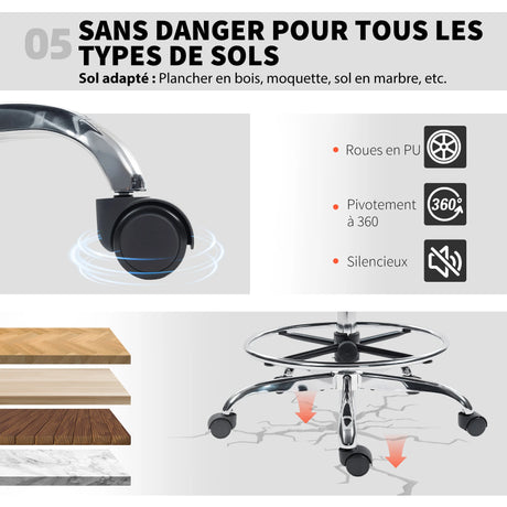 HOMCOM Draughtsman Chair, with Adjustable Lumbar - Black