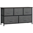 HOMCOM Chest of Five Fabric Drawers - Grey