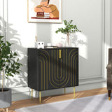 HOMCOM Art Deco Inspired Sideboard, with Adjustable Shelf - Black/Gold Tone