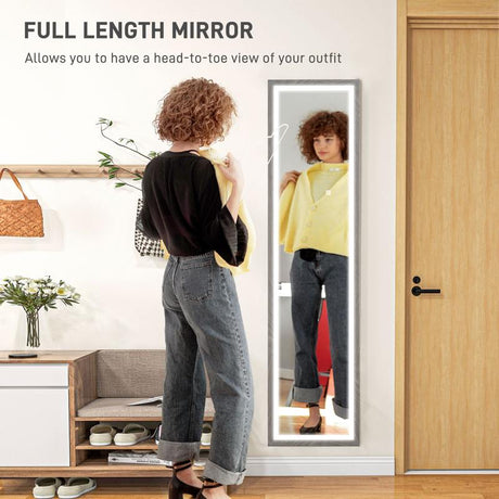 HOMCOM Full Length Mirror, with Adjustable Outer Light, Grey