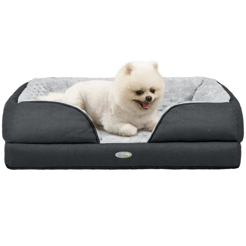 PawHut Calming Dog Bed Pet Mattress w/ Removable Cover, Anti-Slip Bottom, for Small Dogs, 70L x 50W x 18Hcm - Charcoal Grey