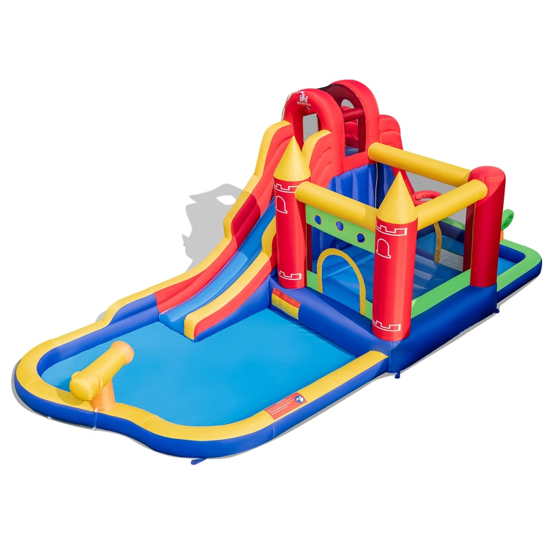 9-in-1 Inflatable Bounce Castle with Waterslide for 3+ (without Blower)