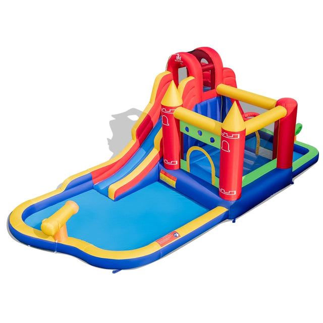 9-in-1 Inflatable Bounce Castle with Waterslide for 3+ (without Blower)
