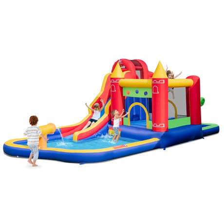 9-in-1 Inflatable Bounce Castle with Waterslide for 3+ (without Blower)