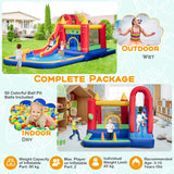 9-in-1 Inflatable Bounce Castle with Waterslide for 3+ (without Blower)