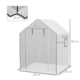 Outsunny Greenhouse Cover Replacement Walk-in PE Hot House Cover with Roll-up Door and Windows, 140 x 143 x 190cm, White