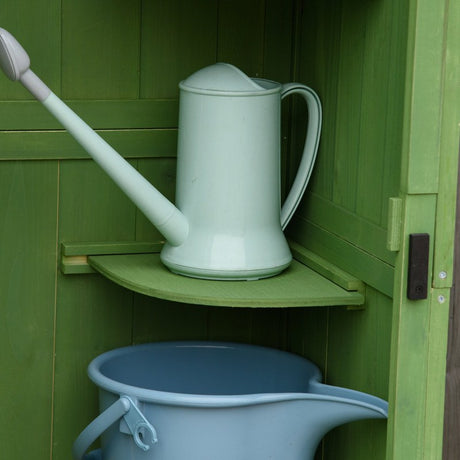 Outsunny Wooden Garden Shed, Utility Outdoor Small Shed with Lockable Double Doors, Shelves and Roof Hatch, Dark Green