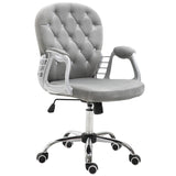 Vinsetto Office Chair, Swivel Desk Chair, Velvet Vanity Chair with Adjustable Height and Rolling Wheels for Home Work Study, Grey