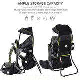 HOMCOM Baby Hiking Backpack Carrier Child Carrier with Ergonomic Hip Seat Detachable Rain Cover Adjustable Straps Stand for Toddler 6 - 36 Months Black