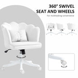 HOMCOM Velvet-Feel Petal Back Office Chair - White