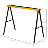HOMCOM 2PCS Saw Horse Twin Pack Folding Workbench Metal Trestle Stands with Non-slip EVA Surface for Sawing Work Max Load 125kg