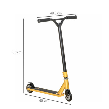 HOMCOM Stunt Scooter, 360° Entry Level Tricks Scooter w/ Lightweight Aluminium Deck and ABEC 7 Bearing, For Age 14+ Beginners, Gold Tone