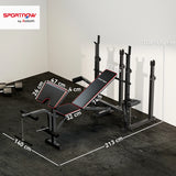 SPORTNOW Weight Bench with Two Barbell Racks, Leg Curl Machine, Preacher Curl Bench, Black