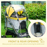 PawHut Detachable Pet Stroller with Rain Cover, 3 In 1 Cat Dog Pushchair, Foldable Carrying Bag w/ Universal Wheels, Brake, Canopy, Basket, Storage Bag for Small and Tiny Dogs - Yellow