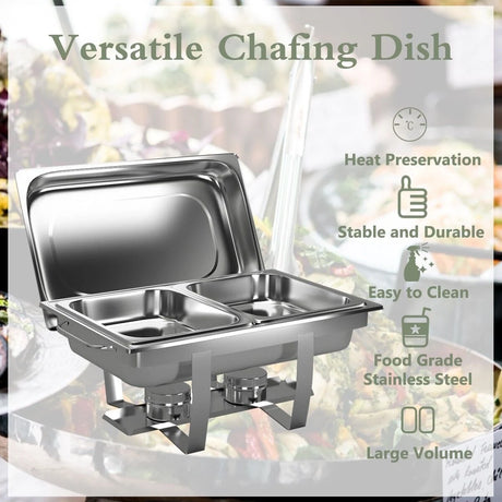 2 Packs Stainless Steel Full-Size Chafing Dish