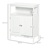 kleankin Bathroom Storage Unit Cabinet with Open Storage Shelf, Freestanding Floor Cabinet Organizer with 2 Doors for Living Room Kitchen Entryway, White