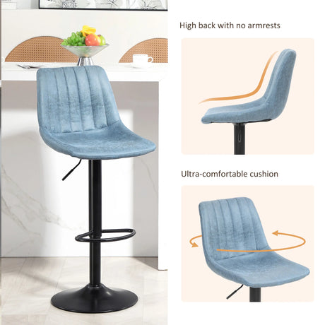 HOMCOM Set of Two Retro Tub Bar Stools - Blue